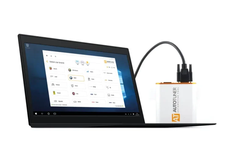 Autotuner tuning tool connected to a laptop